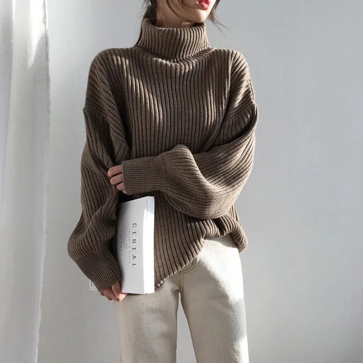 Getadme-Autumn Winter Turtleneck Sweater Women Pullover Korean Fashion Long Sleeve Knitwear Sweaters For Women Ladies Tops Loose
