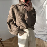 Getadme-Autumn Winter Turtleneck Sweater Women Pullover Korean Fashion Long Sleeve Knitwear Sweaters For Women Ladies Tops Loose
