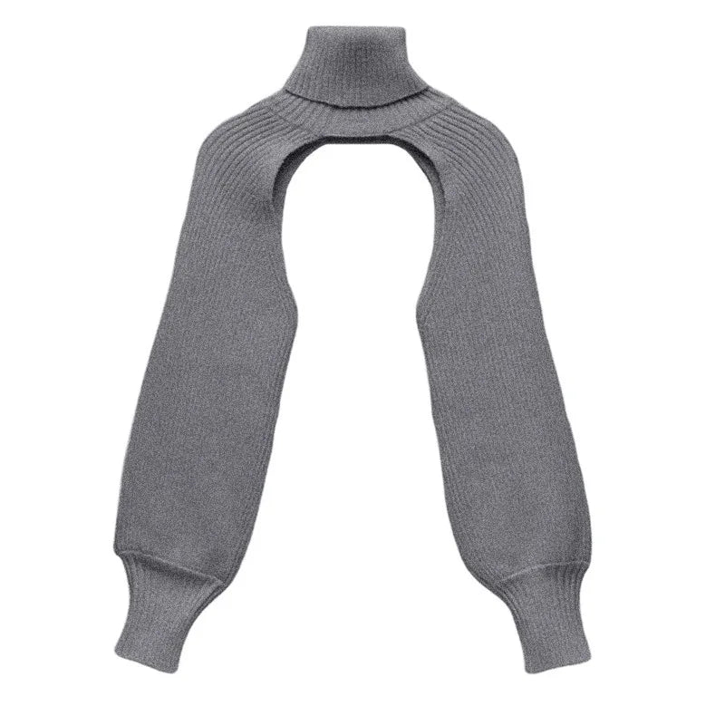 GETADME Sexy Turtleneck Long Sleeve Crop Sweater Women 2024 Autumn Solid Knitted Pullover Personality Lantern Sleeve Sweaters For Women