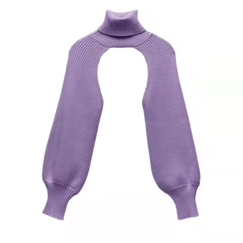 GETADME Sexy Turtleneck Long Sleeve Crop Sweater Women 2024 Autumn Solid Knitted Pullover Personality Lantern Sleeve Sweaters For Women