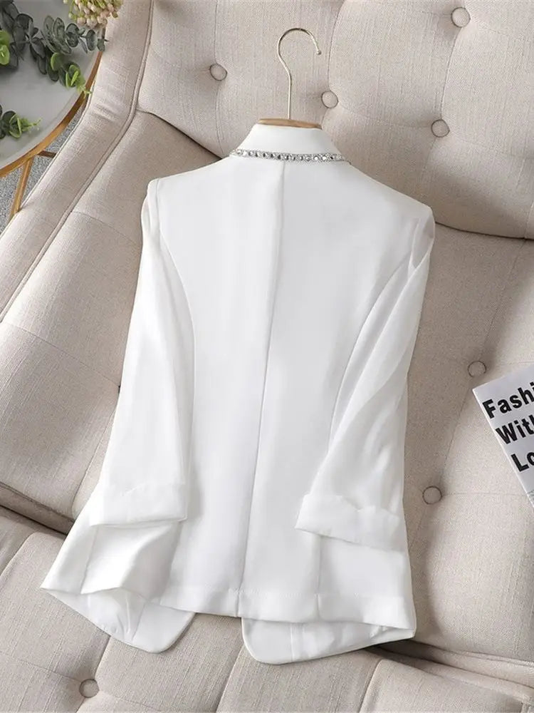Getadme 2024 4XL Korean Women's Blazer Femme Summer Sunscreen Jacket White New Suit Jacket Women's Fashion Thin Black Cardigan