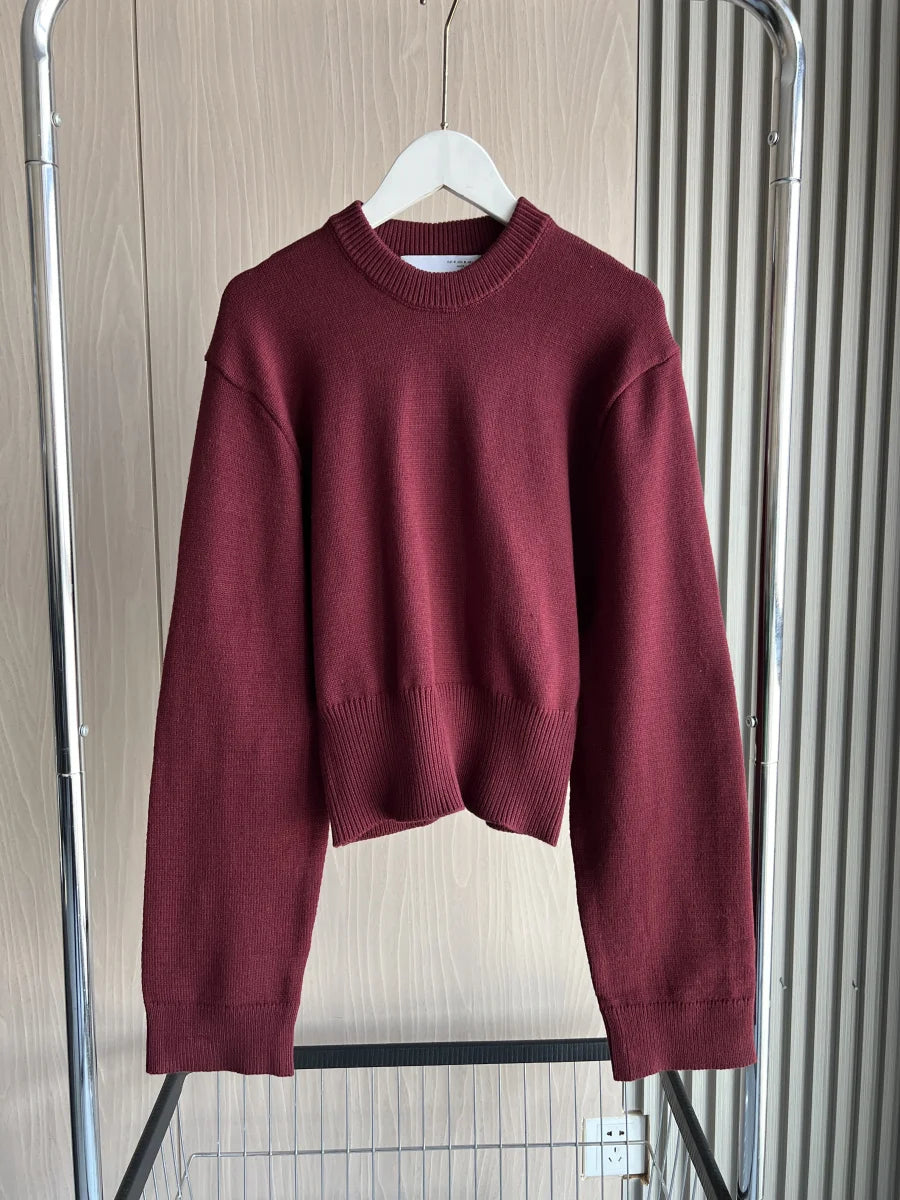 GETADME Loose sleeve round neck knitted sweater 2025 new product ladies ultra-wide ribbed hem long sleeve short cardigan