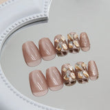 GETADME 24 Square Short Fake Nails +1 Nail File +1 Piece of Jelly Glue