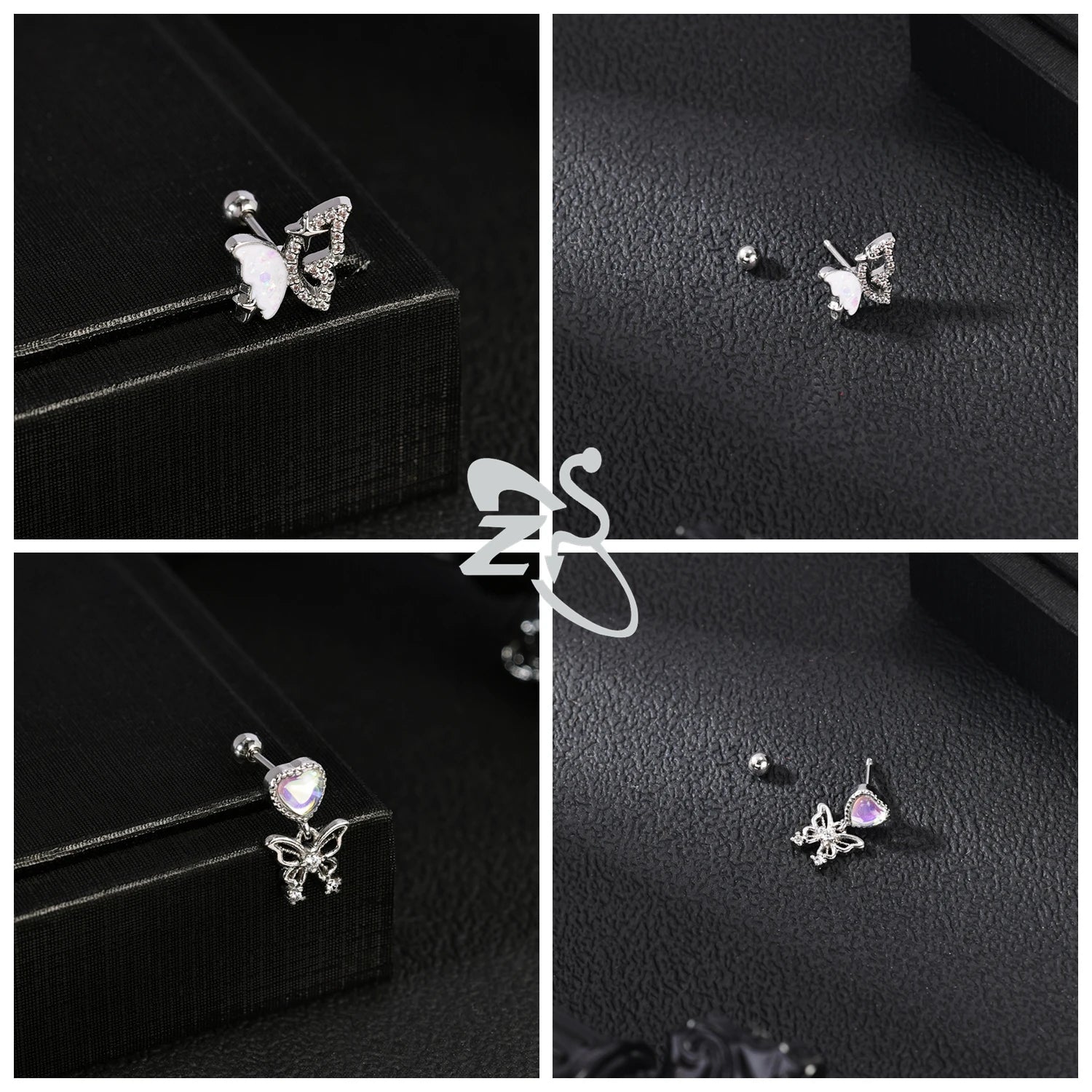 GETADME ZS 1 Piece 20G Cute Heart Stud Earring For Children Women Pink CZ Crystal Earrings Ear Cartilage Helix Conch Piercing Jewelry