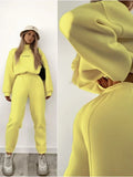 GETADME Sweatshirt Suit Women Winter Turtleneck Tops High Waist Ankle Length Sport Pants 2 Piece Sets Letter Fleece Tracksuit for Women