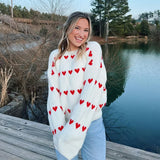 GETADME Sweet Crochet Love Shape Knitted Pullovers For Women 2024 New Autumn O-neck Long Sleeve Sweater Knitwear Street Chic Lady Jumper