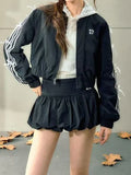 GETADME Woman New 2000s Aesthetics Elegant Two Piece Skirt Set Women Sexy Sport Wear Coat + Mini Skirt Suit Female High Street Chic Sets