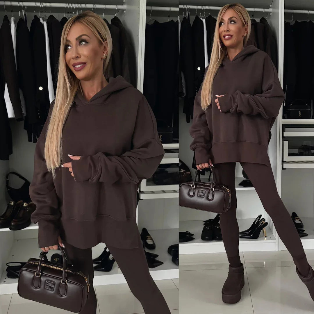 GETADME Women Two Piece Set Pants Sets Striped Hooded Sweatshirts Matching Sets Y2k Tops Tracksuit Autumn Winter Long Pant High Waist