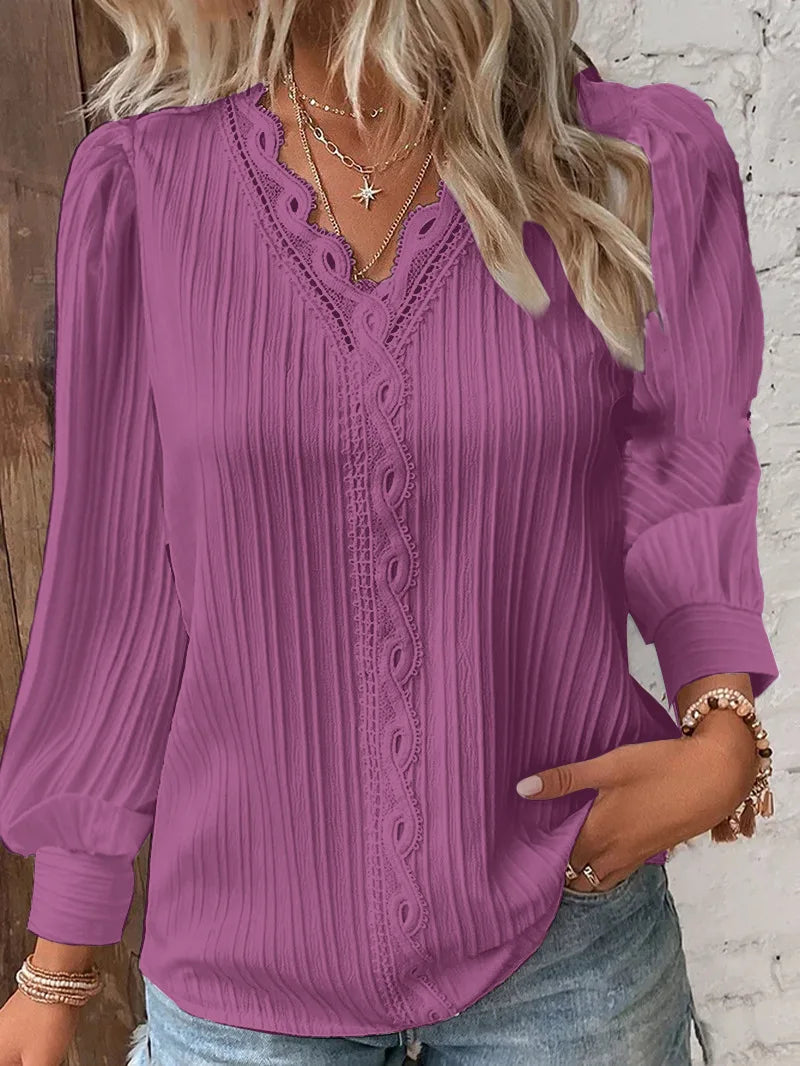 GETADME Women White Striped Women's Blouses Fashion Solid V-neck Casual Long Sleeve Tops Elegant Office Ladies Shirts Female Slim Blusas
