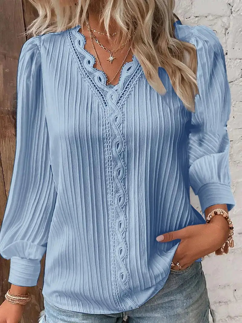 GETADME Women White Striped Women's Blouses Fashion Solid V-neck Casual Long Sleeve Tops Elegant Office Ladies Shirts Female Slim Blusas