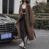 Getadme Women's Sweaters Polo Collar Long Coat 2023 Autumn Winter New In Korean Lazy High-end Gentle Soft Loose Knit Cardigan Coat