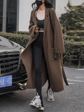 Getadme Women's Sweaters Polo Collar Long Coat 2023 Autumn Winter New In Korean Lazy High-end Gentle Soft Loose Knit Cardigan Coat