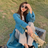 Getadme Women's Sweaters Polo Collar Long Coat 2023 Autumn Winter New In Korean Lazy High-end Gentle Soft Loose Knit Cardigan Coat