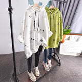 Getadme-New Large Size Plus Velvet Hoodies Women Loose Korean Style Autumn And Winter New Mid-length Thick Coat Women's Hooded Top