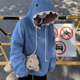 Getadme-Funny Shark Patchwork Hoodies Man Autumn Kawaii Sweatshirt Casual Long Sleeve Pullover School Couple Clothes New