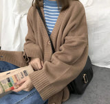 Sweaters Women Knitting Cardigans Casual Spring 2020 V-Neck Long Sleeve Daily Solid Mujer Clothes Single Breasted Brown College