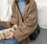 Sweaters Women Knitting Cardigans Casual Spring 2020 V-Neck Long Sleeve Daily Solid Mujer Clothes Single Breasted Brown College