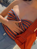 Getadme-Knitted Sweaters Cut Out Sexy Strapless Crop Tops for Women Fashion Backless Striped Cropped Tanks Top Streetwear