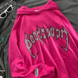 New retro hot diamond letter printing hooded sweater women's loose American street hoodie Y2K