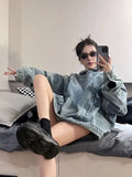 Getadme-Denim Hoodies Sweater Women's New Autumn And Winter Loose Long-sleeved Coat Trend Y2k Style Women's Denim Jacket