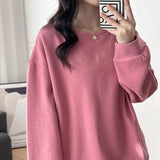 Getadme-Women's Sweater Spring and Autumn Korean Version Cotton Loose Long-sleeved Coat Lazy Wind Small Thickening Coat