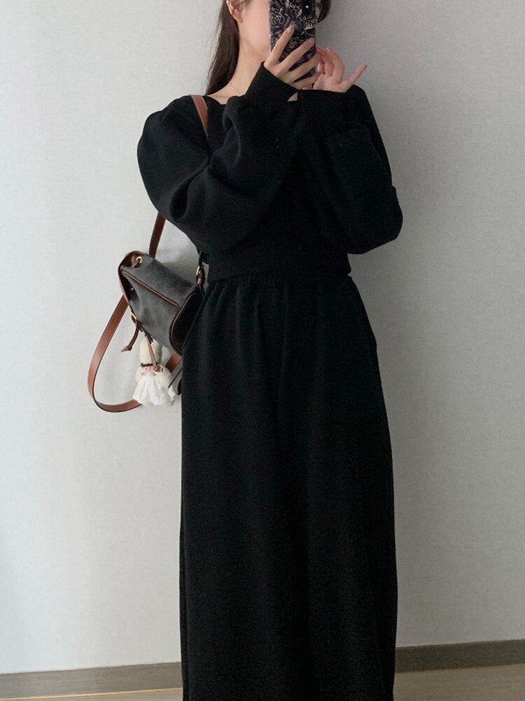 Getadme-Autumn Two Piece Set for Women Long Sleeve Loose Sweatshirts Tops + Wide Leg Pants Casual Tracksuits Sports 2 Piece Outfits