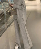 Getadme Autumn Winter 2 Pieces Women Sets Knitted Tracksuit New Turtleneck Sweater and Wide Leg Jogging Pant Pullover Suits