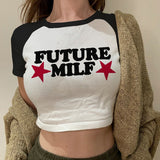 Getadme-Y2k Crop T Shirts Future Milf Star Fashion Women Crop Top Harajuku Streetwear Slim Tshirt Summer Graphic Streetwear T-Shirt