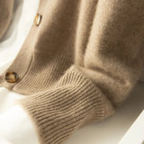 Getadme-Autumn and Winter Cashmere Sweater Women's Self-Cultivation Half High Neck Cardigan Warm Knitted Sweater Women