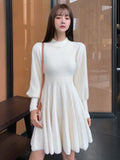 High Quality Autumn Winter Knitted Sweater Dress Women Korean Sweet Vestidos Long Sleeve Button Casual Pull Mini Dress For Women