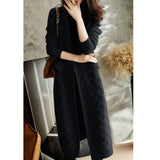 Getadme-European long cashmere cardigan female autumn and winter new over-the-knee slimming thickened wool coat knitted sweater