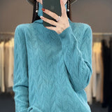 Getadme-Autumn Winter Women's Soft Wool Sweater Pile Collar Twisted Thickened Pullover Casual Basis Top Cashmere Female Knitwear