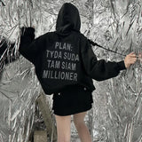 Getadme-Autumn Winter Fashion Trendy People Casual All-match Ironing Diamond Pocket Hooded Sweater Long-sleeved Y2K Top Women New