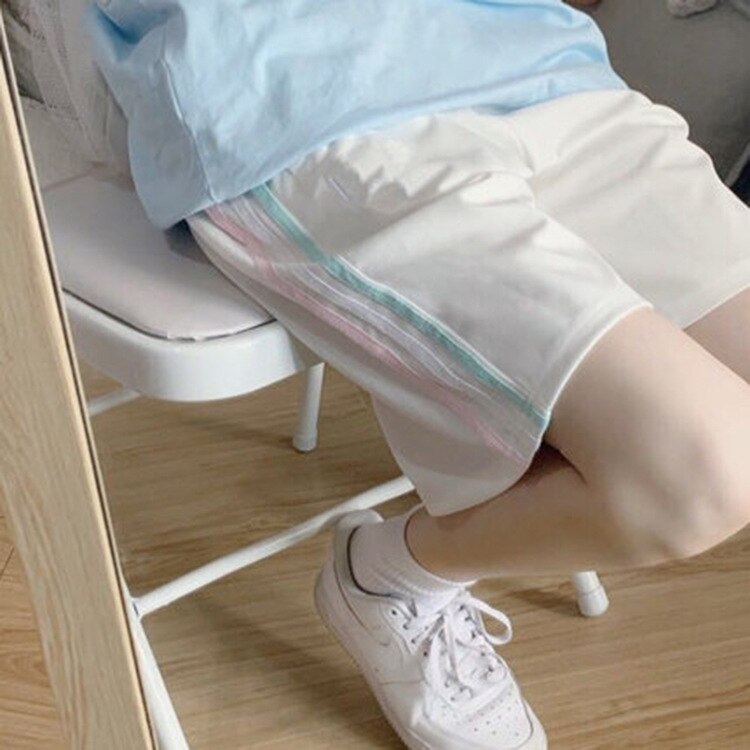 Joggers Women Sweatpants  Knee Length Women's Sports Pants Summer Side Stripe High Waist Casual Elastic Waist  Loose