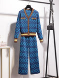 Getadme-Autumn Winter Knit Two Piece Set Women Crop Top Sweater Cardigan Coat + Wide Leg Pant Suits Casual Tracksuit Women 2 Piece Sets