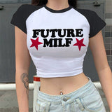 Getadme-Y2k Crop T Shirts Future Milf Star Fashion Women Crop Top Harajuku Streetwear Slim Tshirt Summer Graphic Streetwear T-Shirt