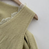 Two Pieces Sets Fashion V-Neck Pullovers Vest Cardigan Long Sleeve Sweater Women's Casual Solid Elegant Clothing New