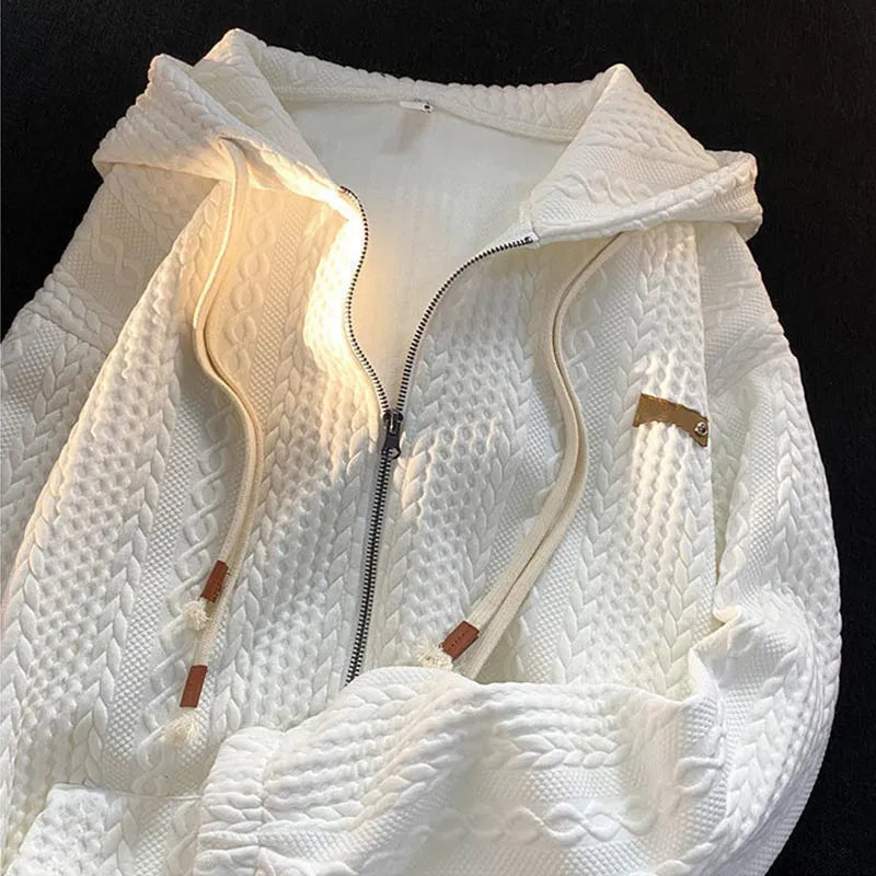 Spring Zipper Hooded Sweatshirts Women Streetwear Long Sleeve Cardigan Top Cloth Female Loose Zip Up Hoodies Pocket Vintage