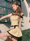 High Street Newest 2023 Korean Sweet Elegant Fashion Knitted Dress For Women Sleeveless Sexy Summer Dress Party Sweater Dresses