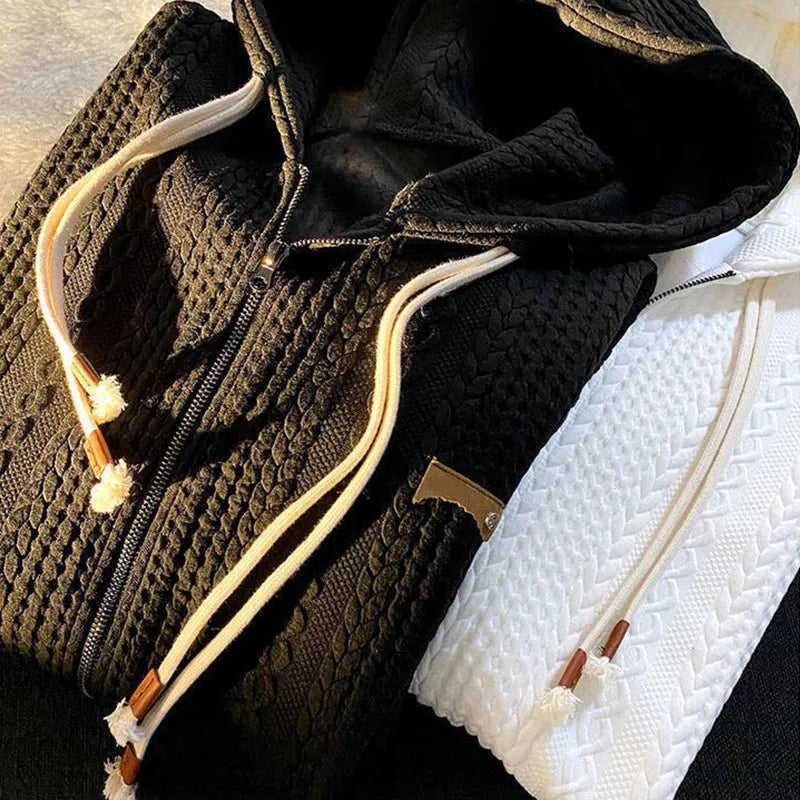 Spring Zipper Hooded Sweatshirts Women Streetwear Long Sleeve Cardigan Top Cloth Female Loose Zip Up Hoodies Pocket Vintage