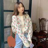 Lucyever Autumn Winter Cardigan Women Sweater Harajuku Design Ins Sweet Knitted Cardigans Female All-Match Loose Print Knitwear