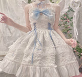 Getadme-Dark Gothic Lolita Jsk Dress Women Kawai Bow Lace Y2k Sleeveless Bandage Slip Dresses Girl Sweet Princess Party Mini Vestidos