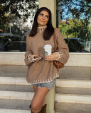 Line Patchwork Turtleneck Sweater For Women Fashion Loose Long Sleeve Knitwear Tops Autumn Winter Chic Lady Pullover
