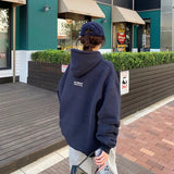 Oversized Letter Print Hoodies Women Vintage Winter Autumn Loose Hooded Grunge Streetwear Sweatshirt Y2k Clothes Warm Pullovers