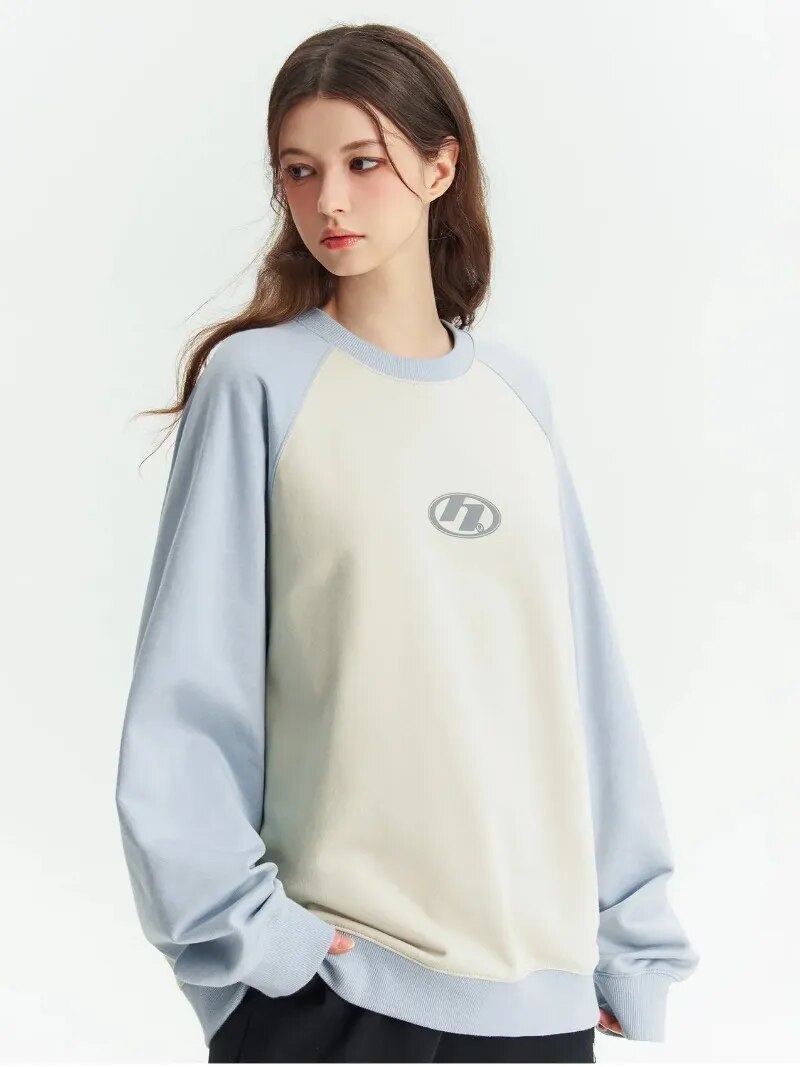 Korean Fashion Oversized Sweatshirt Women Harajuku Streetwear Y2k Patchwork Hoodies Womens Casual Kpop Pullover Long Sleeve Tops