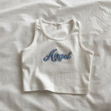 Summer y2k clothing Casual Aesthetic Camisole Female Sleeveless Angel Embroidery Vest Quality Knitted Camis 90's women Tank Tops