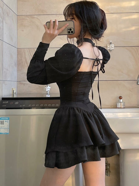 Getadme Black Dress for Women Sleeveless Solid Summer Backless Vintage Tender French Style Simple Slim Fit Classic Vestido Feminino