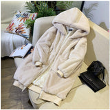 Getadme-Casual Hoodies Furry Thick Warm Long Faux Rabbit Fur Jacket Faux Fur Coat Women Loose Winter Coat Women