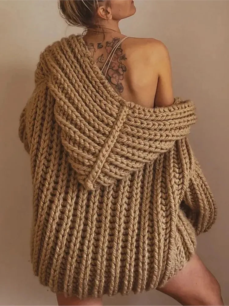 Women Fashion Solid Hooded Sweater Vest Elegant Sleeveless Loose Knitting Cardigan 2023 Autumn Office Ladies Commute Streetwear
