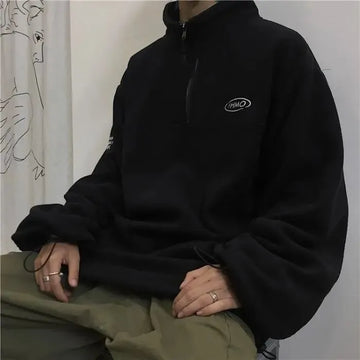 HOUZHOU Vintage Fleece Green Jackets Women Harajuku Streetwear Oversize Zip Up Sweatshirts Female Korean Fashion Basic Hoodies